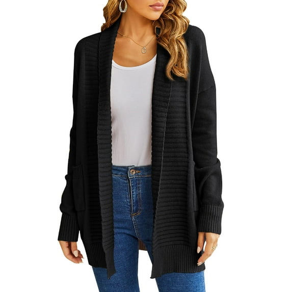 MURMUREY Womens Long Sleeve Open Front Oversized Cardigans Casual Chunky Knit Sweater Outwear Coats