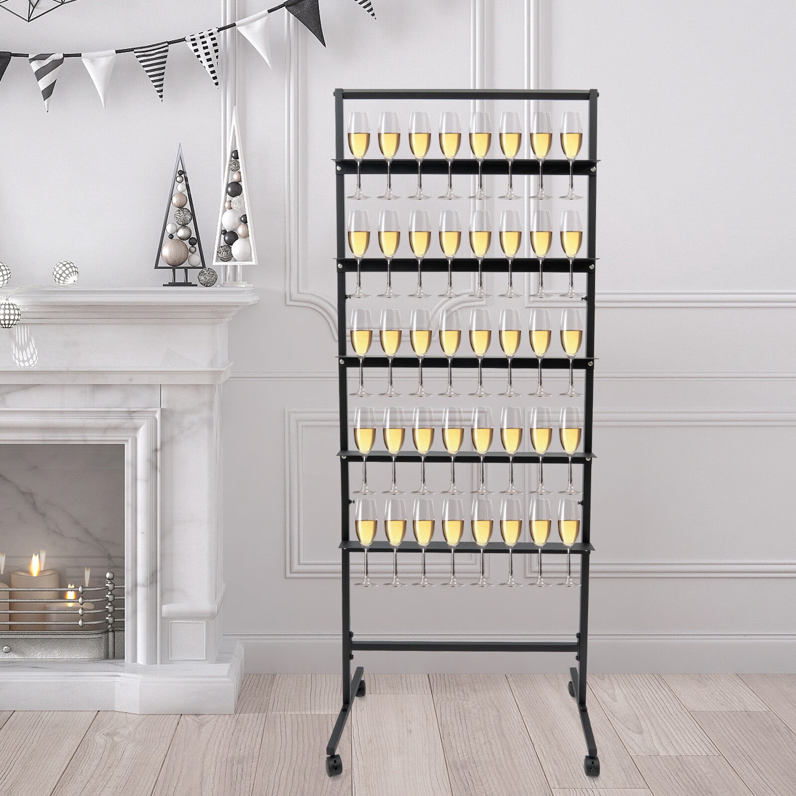 5-Tier Metal Champagne Flutes Display Stand, Champagne Wine Glass Holder for Wedding Occasions, Parties
