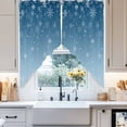 thumbnail image 3 of Swag Curtains Valances for Windows, Christmas White Snowflakes Short Kitchen Window Curtains Over Sink, Winter Blue Gradient Cafe Curtains Panel Set Of 2,Rod Pocket, 45 Inches Length, 3 of 8