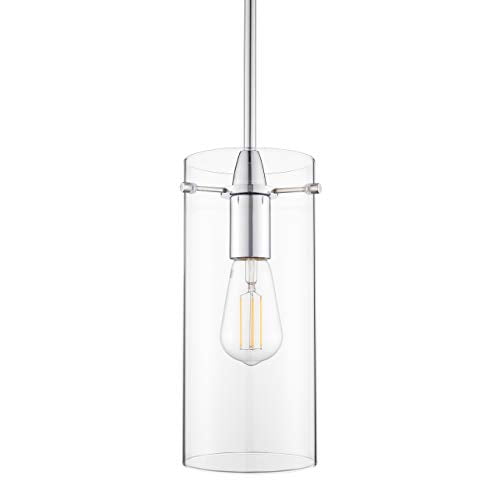 Pendant Lighting For Kitchen Island Decor Modern Clear Glass Chrome Light Fixture Large Lamp Shade Com Modern Clear Glass Chrome Pendant Light, Clear Glass Pendants Over Kitchen Island