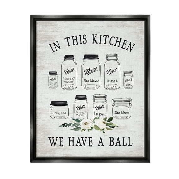 Stupell Industries Kitchen Jar Phrase Botanical & Floral Painting Black Floater Framed Art Print Wall Art, 17 x 21