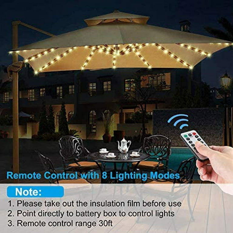 9 ft 8 rib patio umbrella string lights battery Sunnyglade 9' Solar LED Umbrella, Ribs, Tilt & Crank (Light Tan) Powered LED Lighting System As the sun sets Yescom 96-LED Battery-Operated Umbrella Light