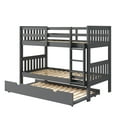 thumbnail image 2 of Donco Kids Twin over Twin Mission Bunk Bed with Pullout Twin Trundle, Dark Grey, 2 of 7