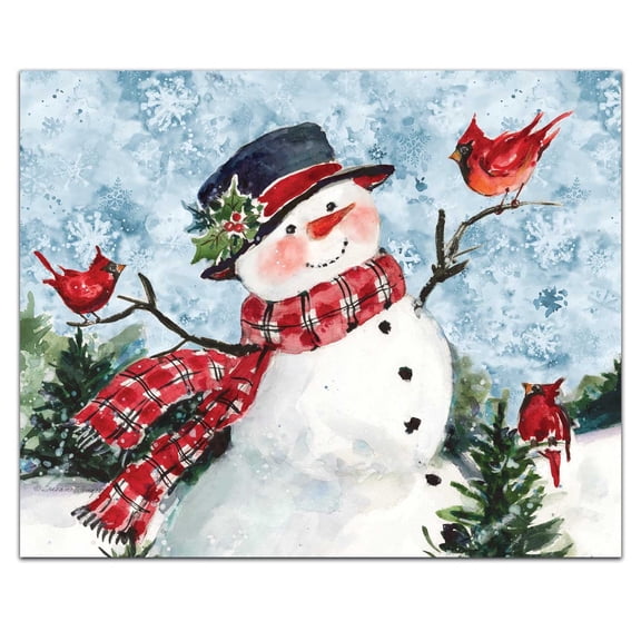CounterArt Watercolor Snowman 3mm Tempered Glass Cutting Board 10" by 8"