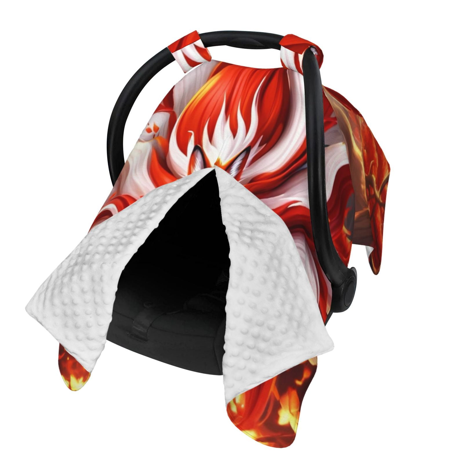 Naloa Red Sun Flame Fox Baby Car Seat Cover, Breathable Baby Carrier Cover, Multiuse Baby Carrier Cover & Nursing Breastfeeding Cover