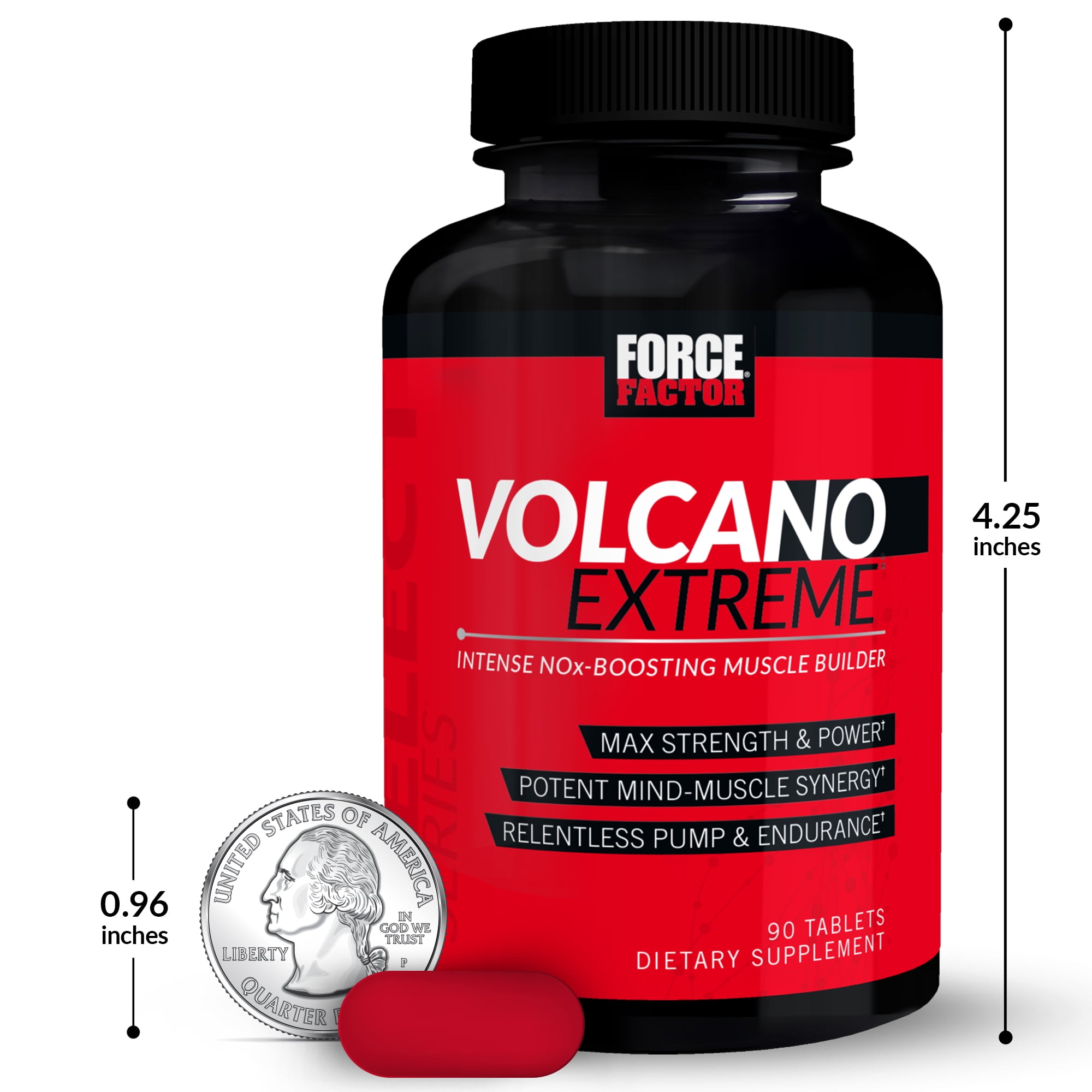 Volcano Extreme Pre Workout Nitric Oxide Booster Supplement For Men With Creatine L Citrulline And Huperzine A For Better Muscle Pumps Strength Focus Workout Performance Force Factor 90 Tablets Walmart Com