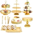 thumbnail image 1 of Juego de 10 Soportes para Tartas Dorados, Soporte para Cupcakes, Base para Mesa de Postres para Servir Pasteles y Frutas y Postres para Bodas o Cumpleaños, 1 of 4