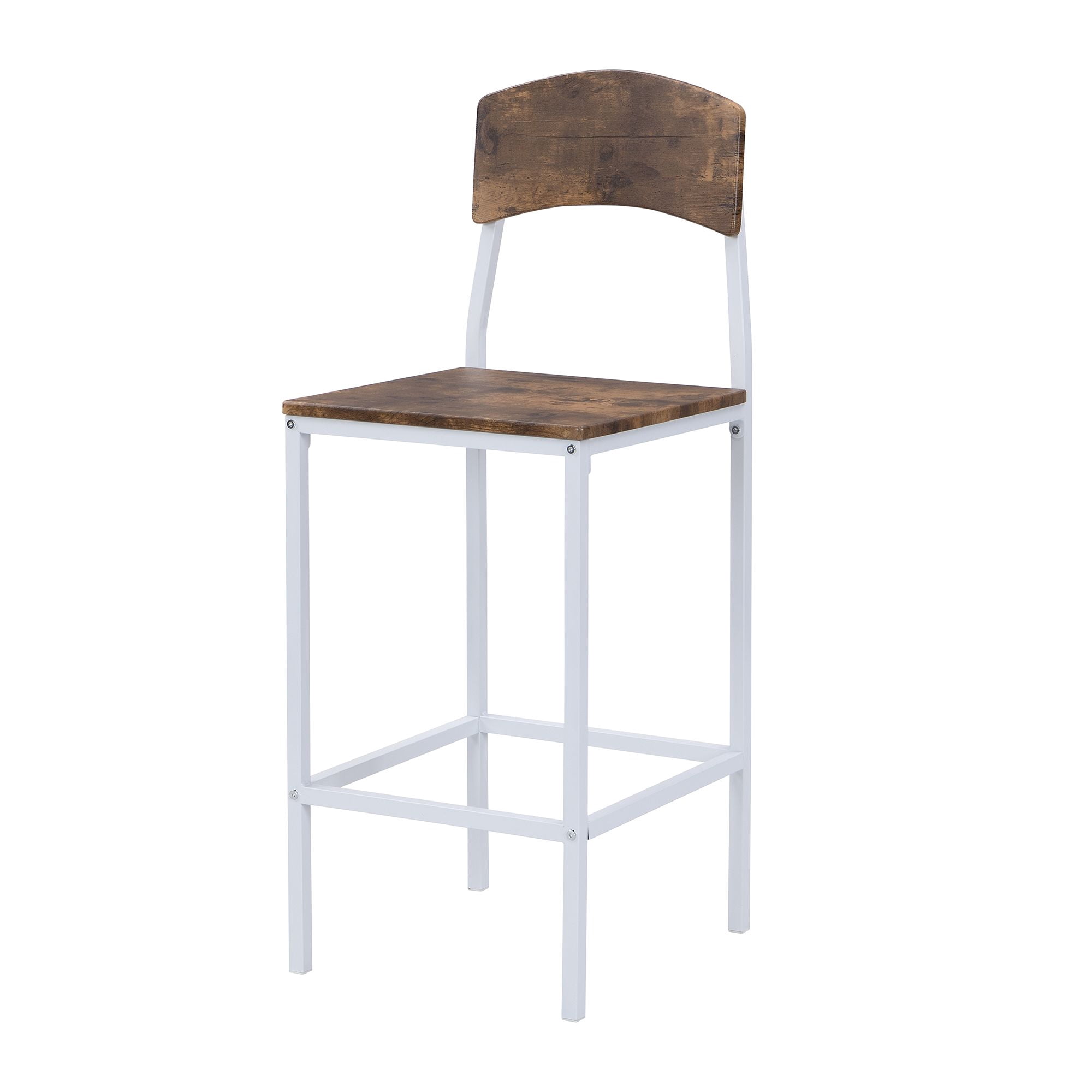 Aukfa 5-Piece Counter Height Dining Set - Dining Table Set with Dining Chairs for 4 - Rustic Brown+White
