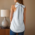 thumbnail image 6 of HAJWOH Women's Halter Neck Cotton Tank Tops Solid Color Sleeveless Casual Streetwear Summer Fashion Tunic Cami Shirts, 6 of 6