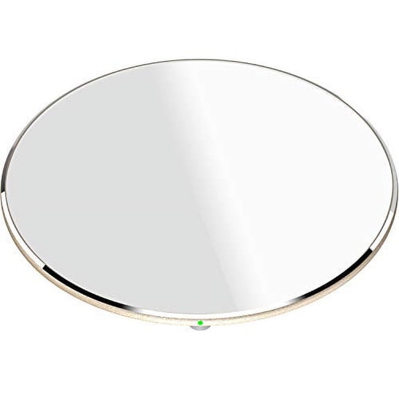 Mini Wireless Charger Thinnest Fast Charging Pad with Aviation Aluminum Computer Numerical Control Technology Sleep-Friendly Gold (NO AC Adapter)