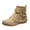 Beige, variant on Women Moccasin Fringe Ankle Boots Boho Western Studded Suede Flat Casual Fall Short Booties with Adjustable Buckle Strap Size 6-10