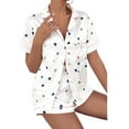 thumbnail image 3 of LilyLLL Womens Satin Silk Short Sleeve Tops Shorts Pyjamas Pjs Set Lingerie Sleepwear, 3 of 4