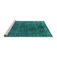thumbnail image 2 of Ahgly Company Machine Washable Indoor Square Oriental Turquoise Blue Industrial Area Rugs, 7' Square, 2 of 4