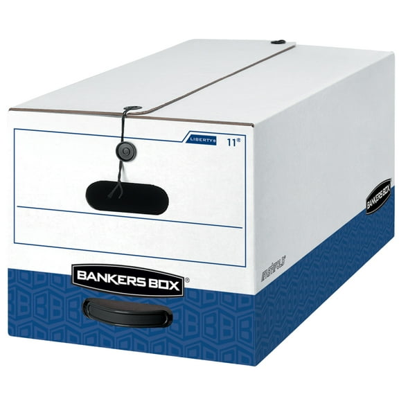 Bankers Box® Liberty® FastFold® Medium-Duty Storage Boxes With Locking Lift-Off Lids And Built-In Handles, Letter Size,