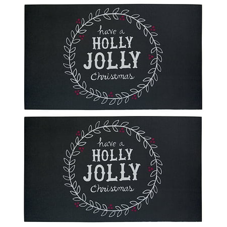 - 2 Pack Holiday 17 x 29 Outdoor Doormats Non Slip Christmas Floor Mat Rugs