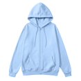 thumbnail image 7 of Resicozy Zip Up Hoodie Men Long Sleeve Solid Color Plain Hooded Sweatshirts Casual Fall Spring Track Jackets with Pockets Light Blue S, 7 of 7