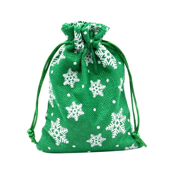 Christmas Gift Bags, Snowflake Gift Bags, Linen Christmas Candy Bags for Holiday Party Decorations, Small Reusable Christmas Favor Bags with Soft Non-Allergic Material, 14x10cm, 2 Pack