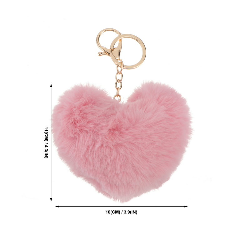 Fuzzy Heart Keychain, Plush Key Chain, Backpack Clip, Love, Valentine's