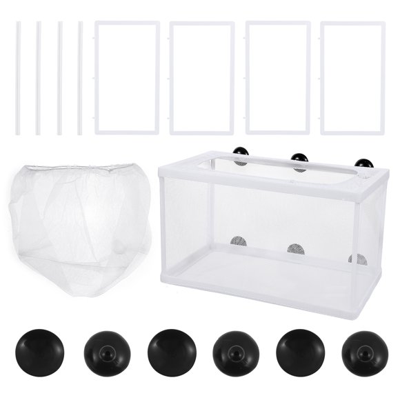 POPETPOP 2pcs Fish Breeder Net Big Size Fish Hatchery Breeding Box with Suction Cups for Fish Tank Aquarium (White)