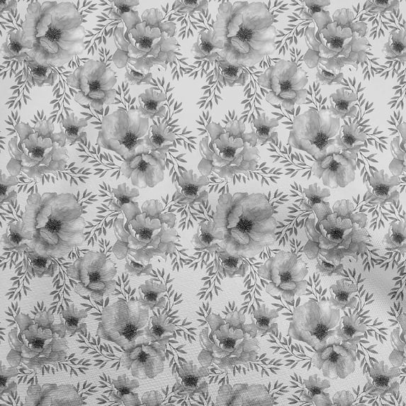 oneOone Cotton Poplin Twill Gray Fabric Floral Sewing Material Print Fabric By The Yard 56 Inch Wide
