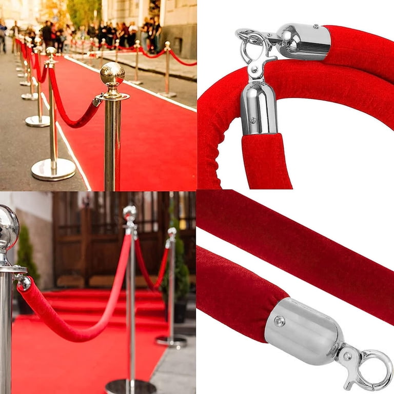 Crowd Control Rope Hook Red Carpet Rope With Hooks 2 Pcs Purple Velvet Stanchion Ropes - 5FT ...