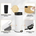 thumbnail image 4 of 30L/8 Gallon Step Trash Can with Bamboo Lid, Slim Round Stainless Steel Garbage Can, Soft Close, Removable Inner Bucket/Liner, for Kitchen Bathroom Office, White, 4 of 7