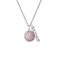 thumbnail image 2 of Delight Jewelry Silvertone Large Super Sparkle Crystal Pink AB Volleyball Silvertone Be Strong and Courageous Bar Charm Necklace, 23", 2 of 4
