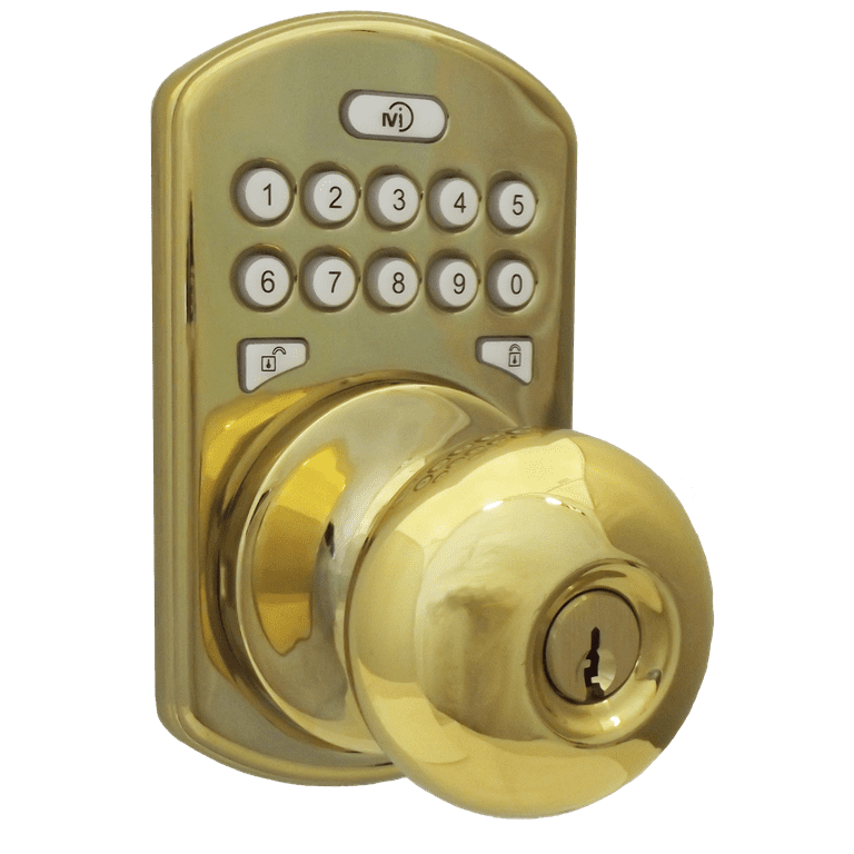 Polished Brass Keyless Entry Lever Handleset Door Lock with Electronic  Digital Keypad