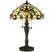 Bieye L10806 Baroque Tiffany Style Stained Glass Table Lamp 23.5 inches Tall, Green