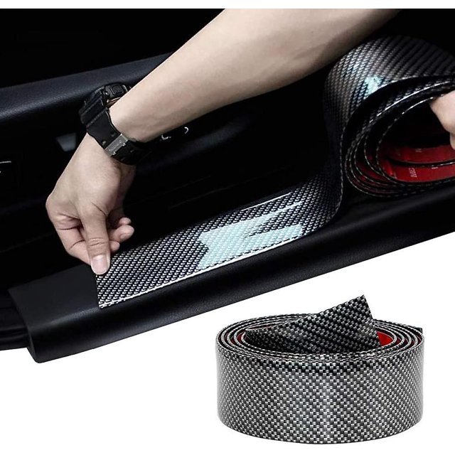 Adhesivo para umbral de puerta de coche, adhesivo universal de protección para coche de fibra de carbono de 3 m, con abrasión, resistencia a los ara?azos y fuerte adherencia, 5 cm, 3 m, negro Banban LingWen 8390615553735