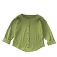 thumbnail image 4 of Umfun Girls Button Down Cardigan Top Crewneck Ribbed Knit Long Sleeve Casual Pullover Blouse Soft Comfy Cozy School Daily Wear Outfit for Kids Autumn, 4 of 8
