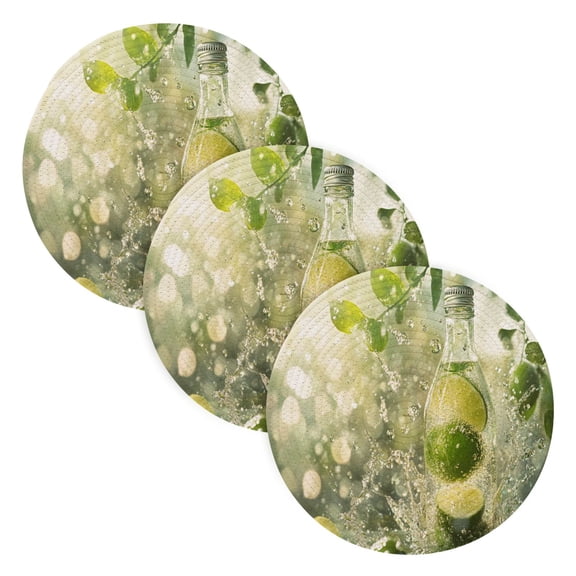 BZSMCE Mats for Pots,Pans Place Ffyy3_a_bottle_of_sparkling_water_is_filled_with_limes_surround_7fb4542f-c92a-431b-bcb0-003a6f831499 Simple Style Pattern Pot Mats