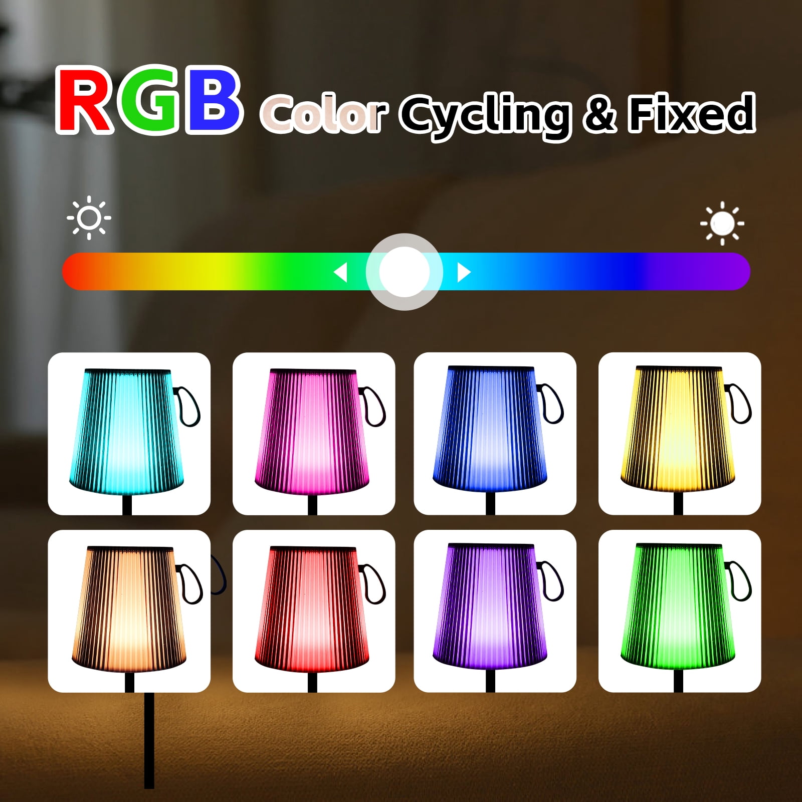 Qcwqmyl  Cordless Table Lamp 2 Pack, Rechargeable Touch Lamps for Bedside Table, Stepless Dimming RGB LED Desk Lamps for Bedroom, Portable Night Light Nightstand Camping Tent Light