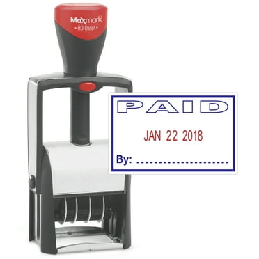 Heavy Duty Date Stamp with "PAID" Self Inking Stamp - 2 Color Blue/Red Ink
