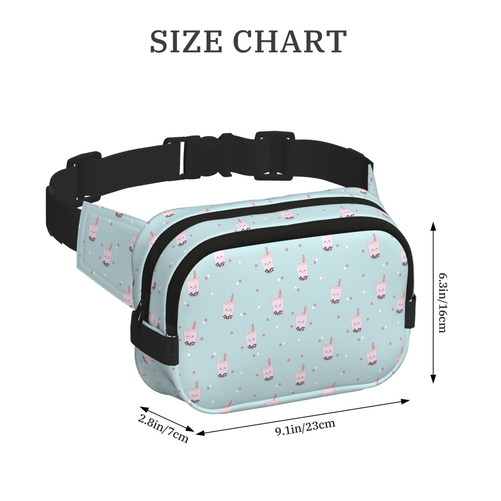 Fuzoiu Milk Tea1 Print Unisex Square Double Layer Waist Bag,Crossbody Fanny Pack Travel Workout Accessory
