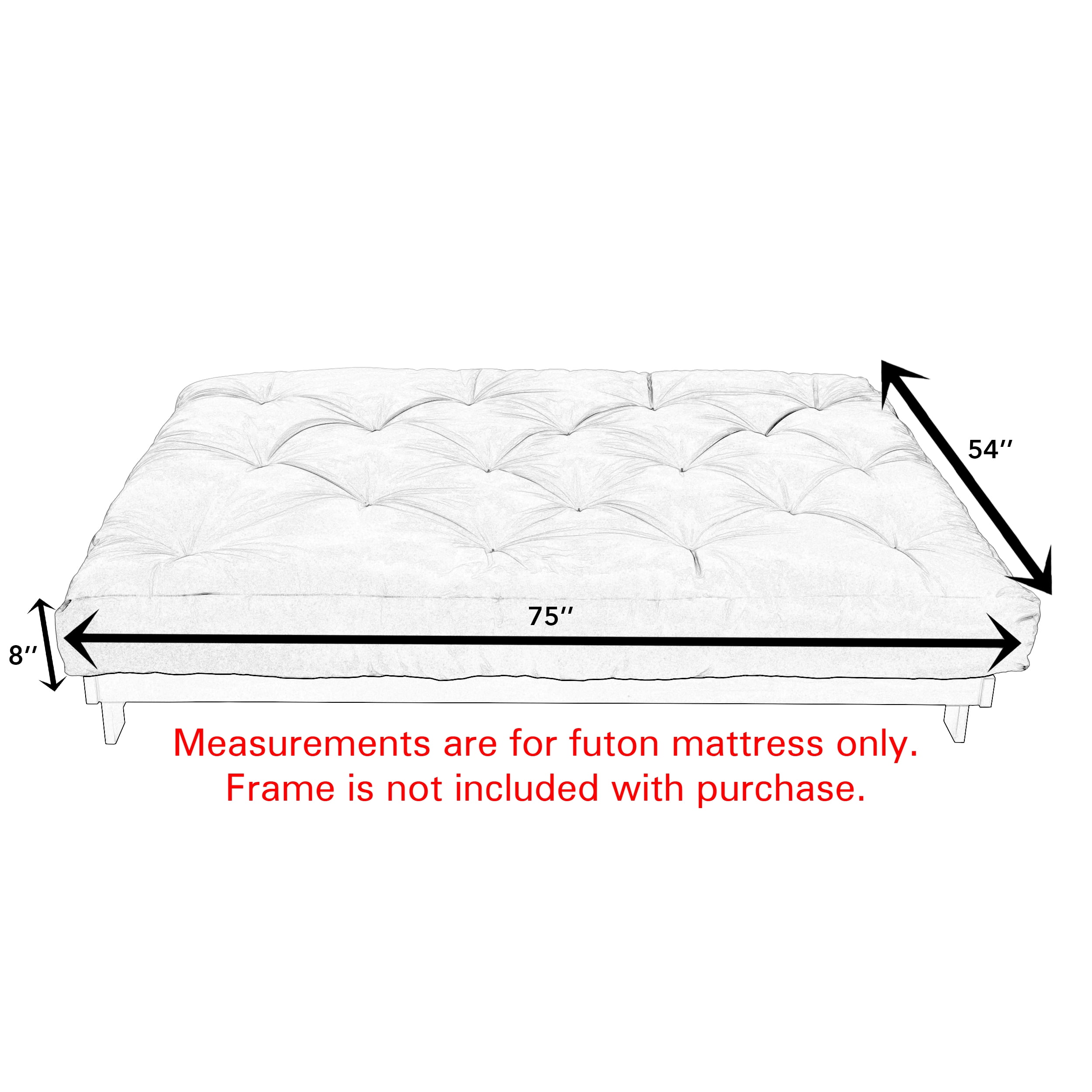 Sorra Home - 8 inch Reversible Tufted Futon Mattress, Full Size
