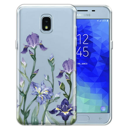 FINCIBO Soft TPU Clear Case Slim Protective Cover for Samsung Galaxy J3 J337 2018, Irises