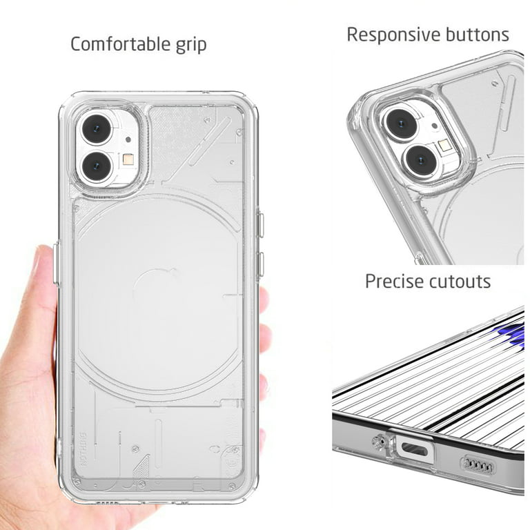 CoverON For Nothing Phone 1 One Case, Hybrid Slim fit Hard Back TPU Rim  Phone Rigid Cover, Clear with Chrome Buttons 