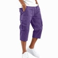 thumbnail image 2 of Men's Cotton Below Knee Cargo Shorts Relaxed Fit Multi-Pocket Capri Pants Summer Casual Outdoor Shorts, 2 of 5