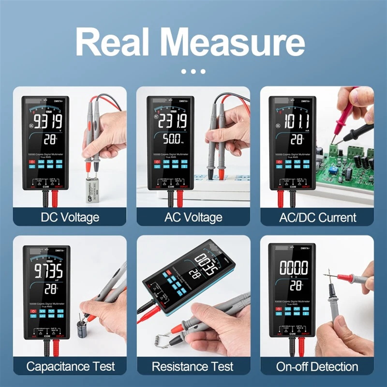 10000 Counts Color Screen Multimeter Temperature Measurement Smart Multimeter NCV True RMS Digital Multimetro Voltage Meter ,High Accuracy