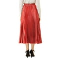 thumbnail image 4 of Allegra K Women's Elastic Waist Metallic Shiny Accordion Pleated Midi Skirt, 4 of 7