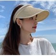 thumbnail image 4 of CoCopeaunts Women's Wide Brim Sun Hats, Pearl Straw Sun Visor Hat Summer UV Protection Beach Cap, Straw Golf Visor Hat for Girls, 4 of 7