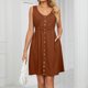 thumbnail image 3 of Vestido Vestido sin mangas con bolsillo con botones, cuello redondo, cintura con abertura, traje de vacaciones (marrón XXL) Ygjytge Marrón T XXL para Mujer, 3 of 8