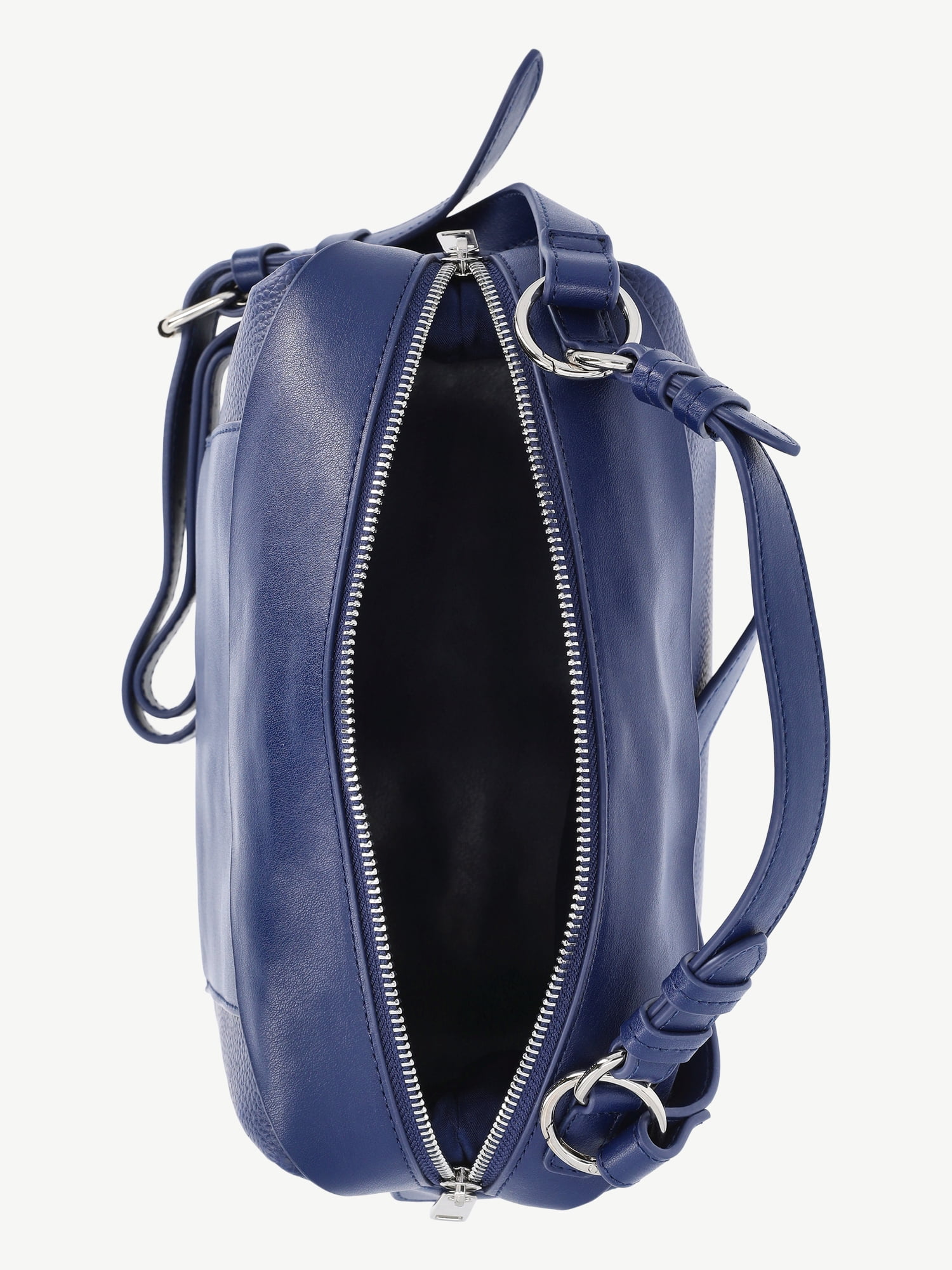 Free Assembly Women's Faux Leather Crossbody Handbag, Denim Blue