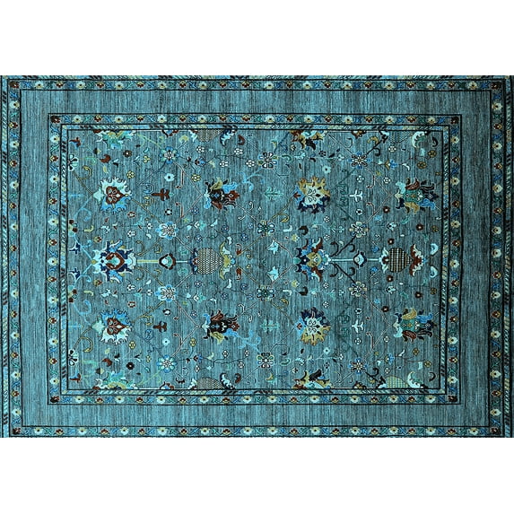 Ahgly Company Indoor Rectangle Oriental Light Blue Industrial Area Rugs, 3' x 5'