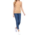 thumbnail image 2 of Juniors Solid Plain Adjustable Spaghetti Strap Layering Cropped Camisole Tank Top (Pecan, L), 2 of 4