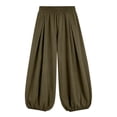 thumbnail image 6 of Holzkary Women's Balloon Pants Elastic High Waist Wide Leg Loose Pleated Harem Pants Summer, Casual Pants with Side Pockets for Spring Fall Summer Beach Vacation and Travel Army Green Xxl, 6 of 6