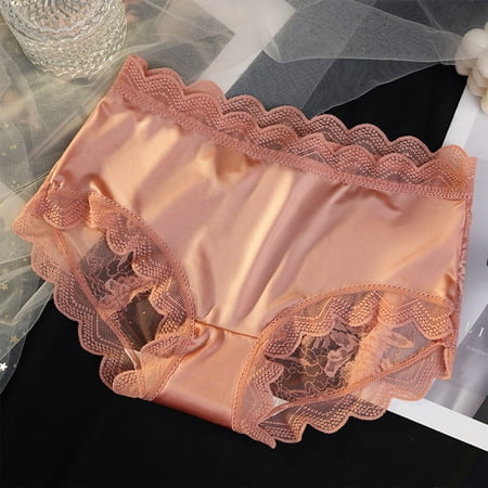 uublik Women Panties High Waist Breathable Briefs Soft Underpants Ladies Stretch Panties Womens Lace Underwear Orange