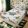 thumbnail image 2 of meiyoeat Cartoon Dinosaur Zipper Full Size Comforter Sets with Fitted Sheet and 2 Pillowcases for Girls Boys, Jungle Wildlife Zipper Bedding Set, White Green, Polkadot Reversible, 4pcs, 2 of 7