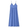 thumbnail image 4 of Dvprdro Cotton Linen V Neck Spaghetti Strap Maxi Dress for Women Loose Fit Tiered Ruffle Hem Summer Beach Solid, 4 of 7